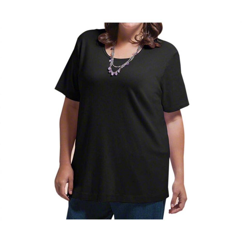 NEW ON THE PLUS SIDE cotton short sleeve tee - plus in black